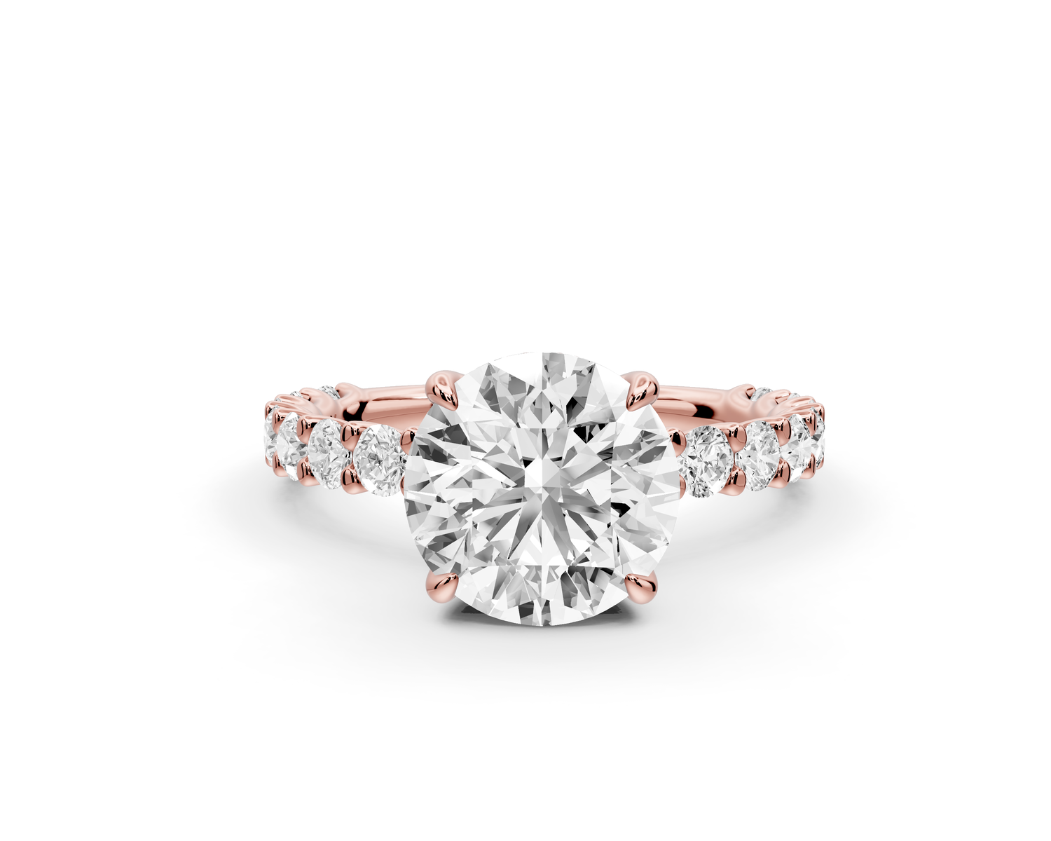 Siena - 2ct 14k rose gold round Hidden Halo with Shared Prong Pavé Engagement Ring