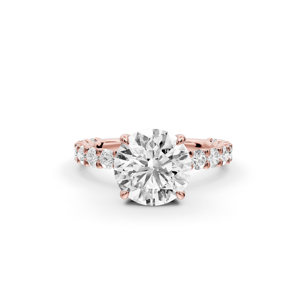Siena - 2ct 14k rose gold round Hidden Halo with Shared Prong Pavé Engagement Ring