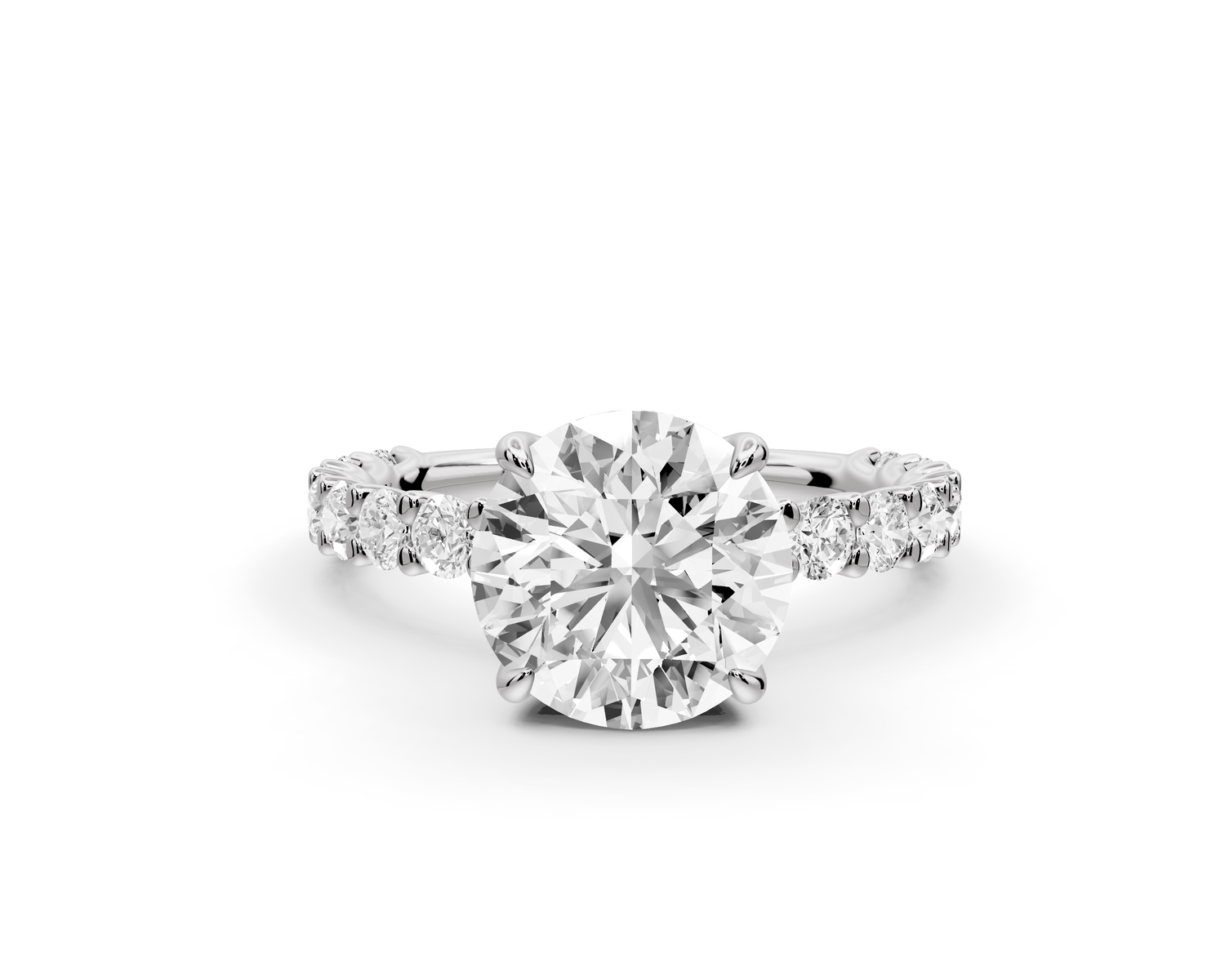 Siena - 2ct 14k white gold round Hidden Halo with Shared Prong Pavé Engagement Ring