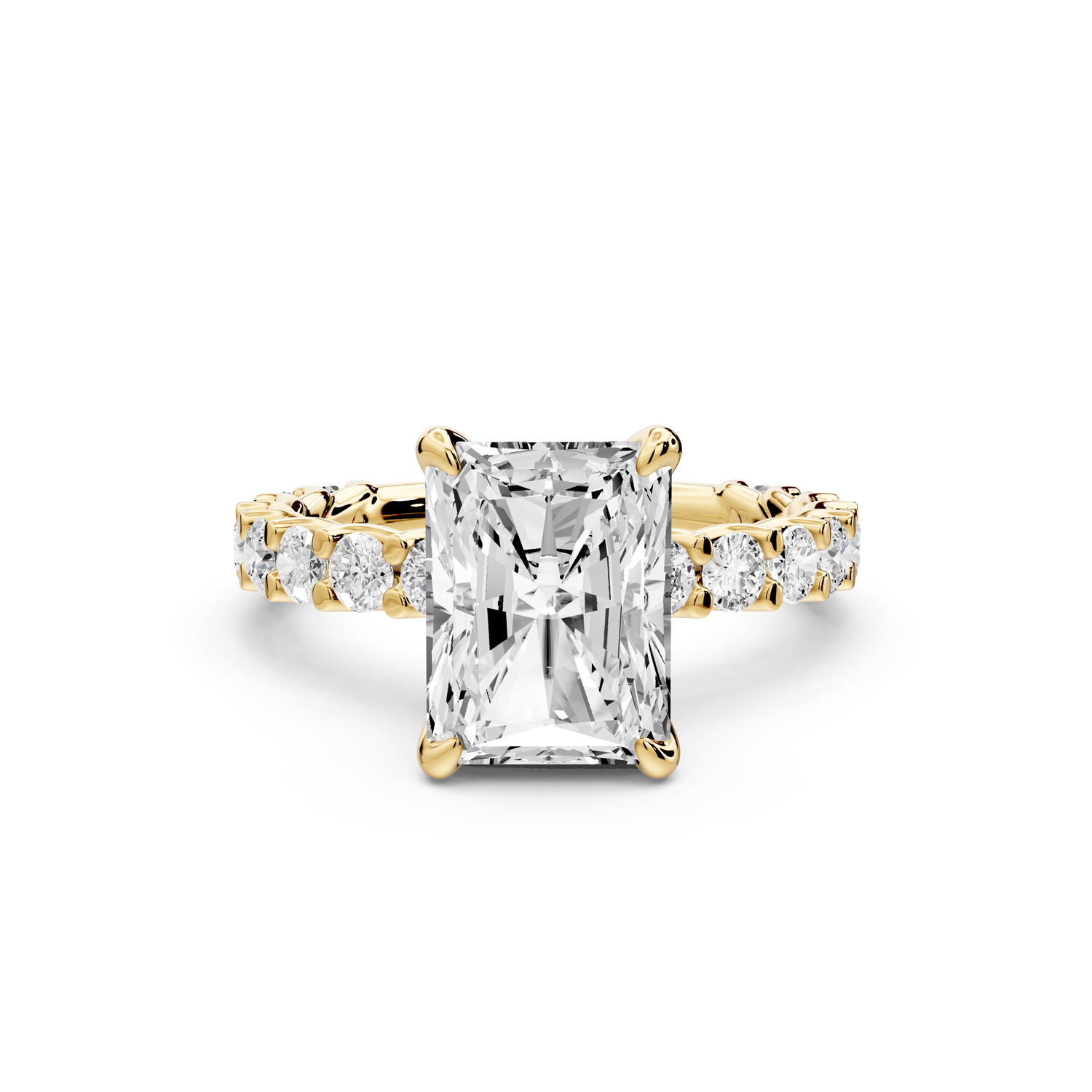 Siena - 3ct 14k yellow gold emerald Hidden Halo with Shared Prong Pavé Engagement Ring