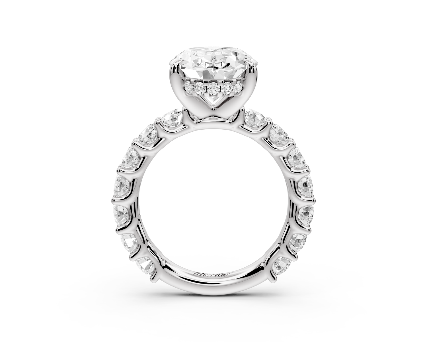 Siena - 3ct 14k white gold oval Hidden Halo with Shared Prong Pavé Engagement Ring