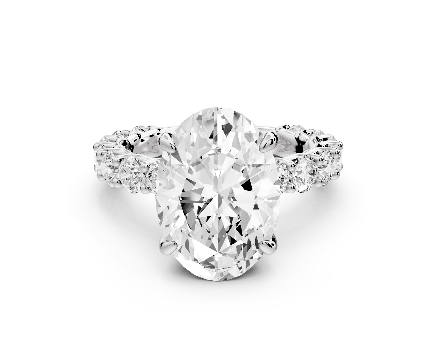 Siena - 3ct 14k white gold oval Hidden Halo with Shared Prong Pavé Engagement Ring
