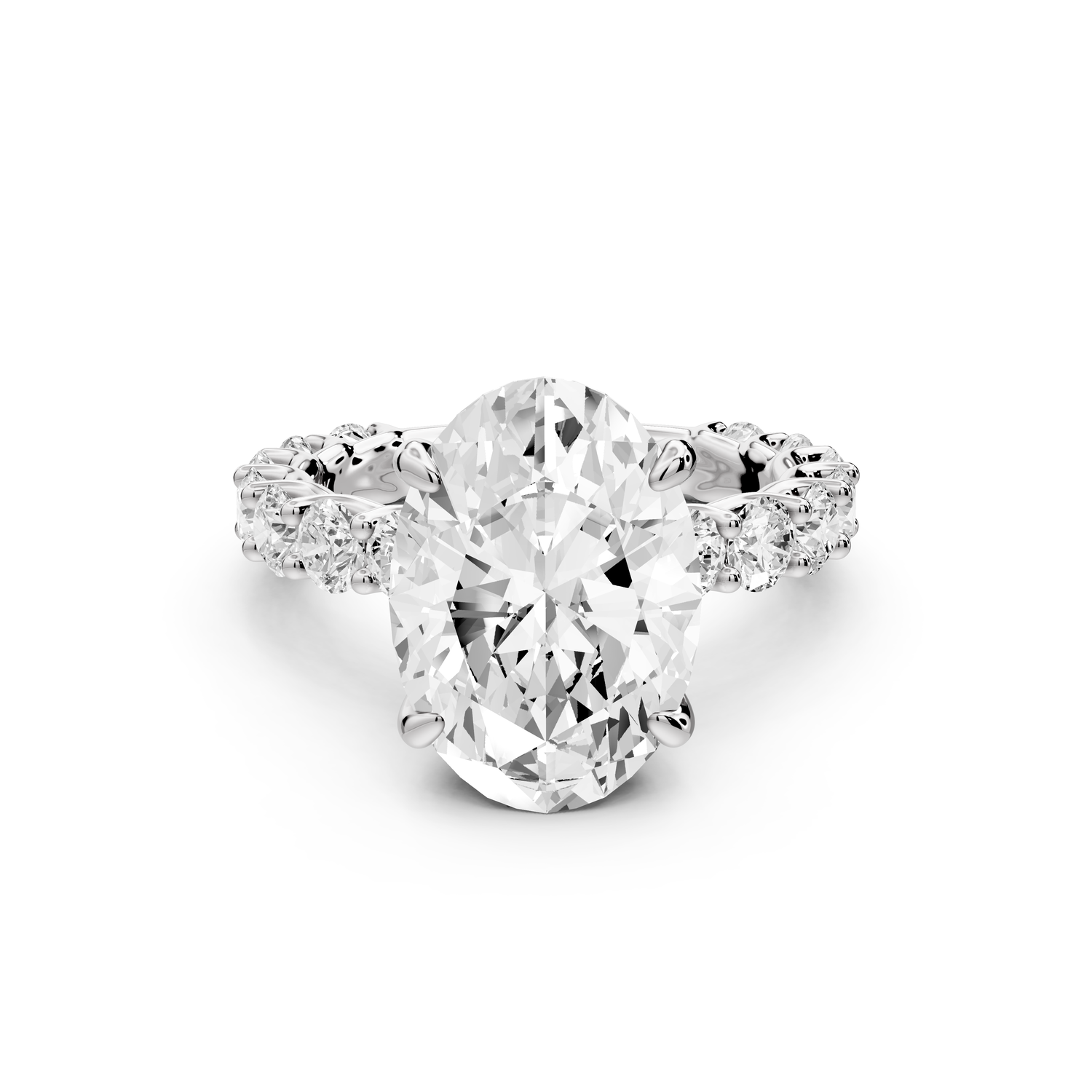 Siena - 3ct 14k white gold oval Hidden Halo with Shared Prong Pavé Engagement Ring