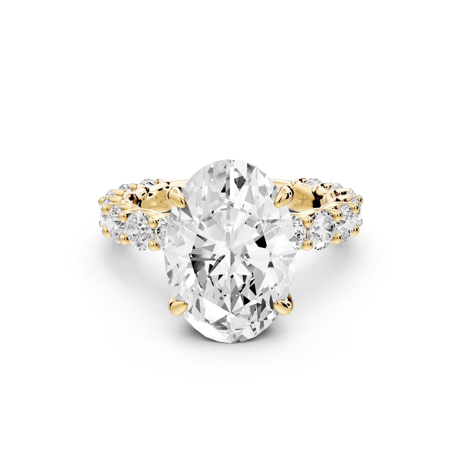 Siena - 3ct 14k yellow gold oval Hidden Halo with Shared Prong Pavé Engagement Ring