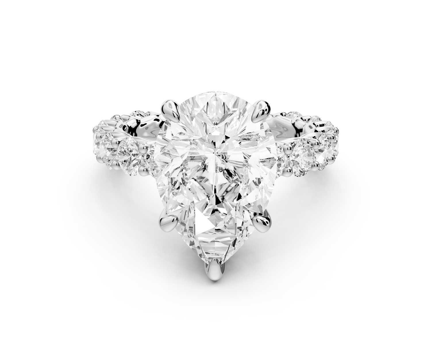 Siena - 3ct 14k white gold pear Hidden Halo with Shared Prong Pavé Engagement Ring