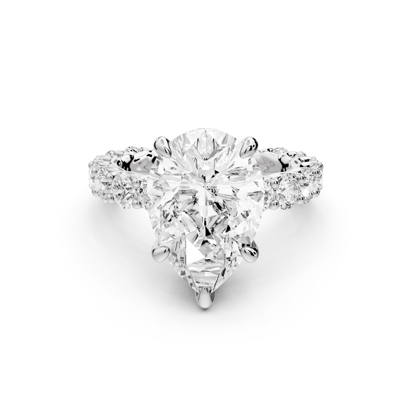 Siena - 3ct 14k white gold pear Hidden Halo with Shared Prong Pavé Engagement Ring
