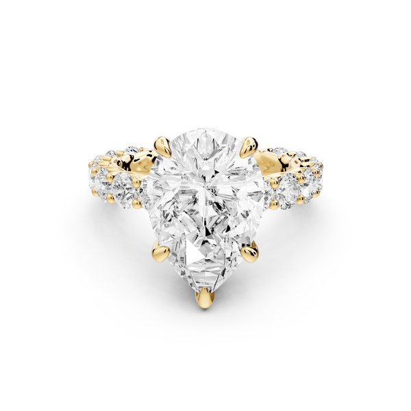 Siena - 3ct 14k yellow gold pear Hidden Halo with Shared Prong Pavé Engagement Ring