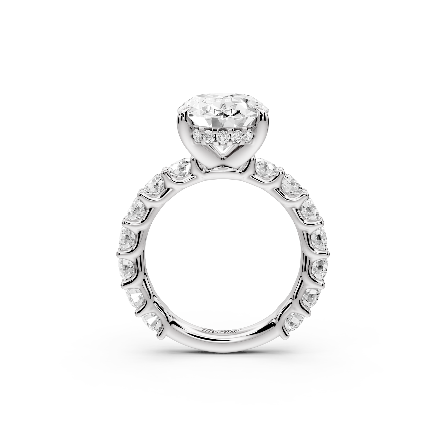 Siena - 4ct 14k white gold oval Hidden Halo with Shared Prong Pavé Engagement Ring
