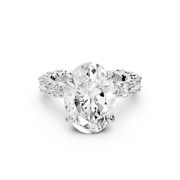 Siena - 4ct 14k white gold oval Hidden Halo with Shared Prong Pavé Engagement Ring