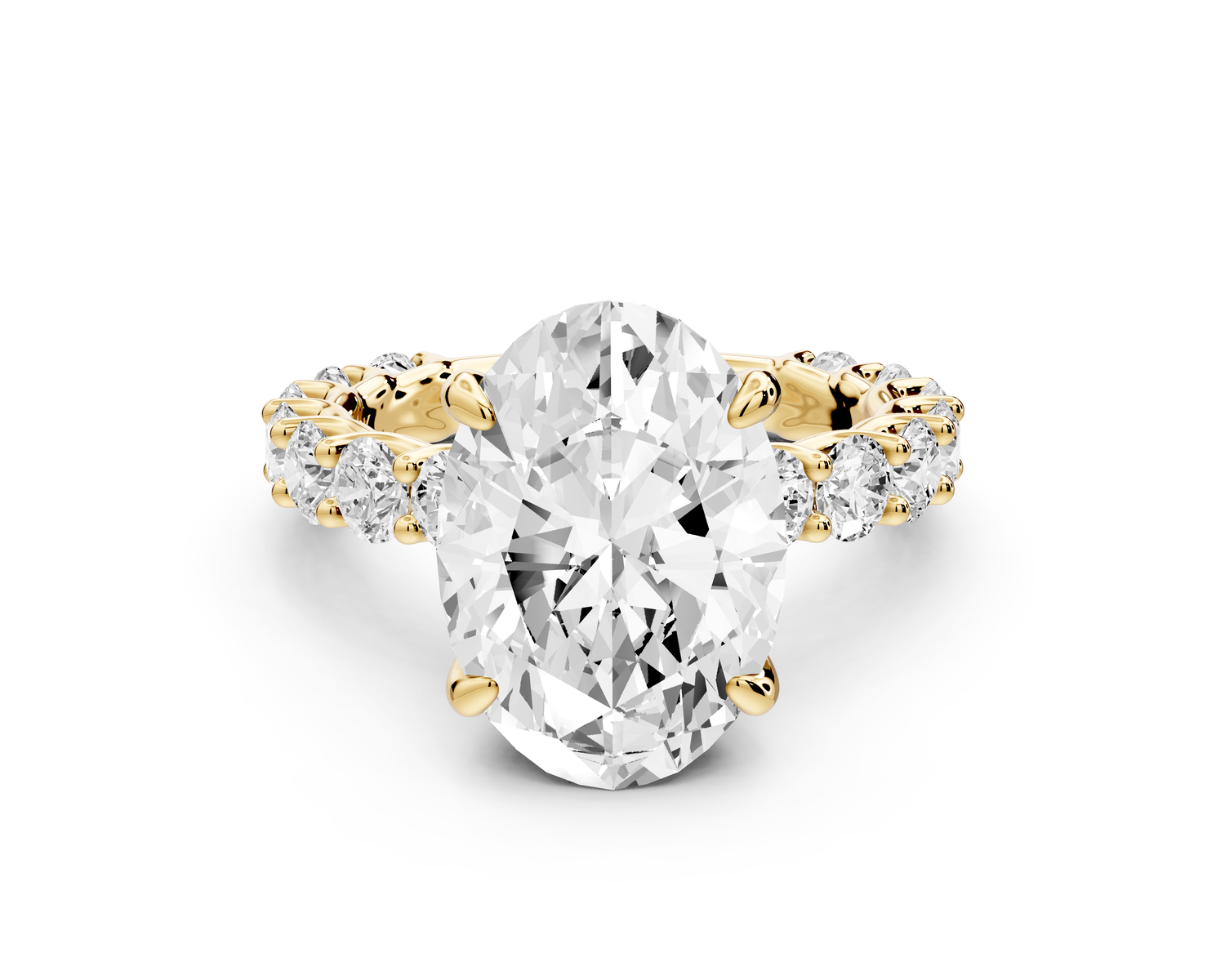 Siena - 4ct 14k yellow gold oval Hidden Halo with Shared Prong Pavé Engagement Ring