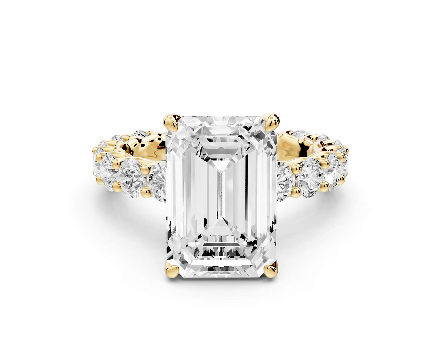 Siena - 5ct 14k yellow gold emerald Hidden Halo with Shared Prong Pavé Engagement Ring