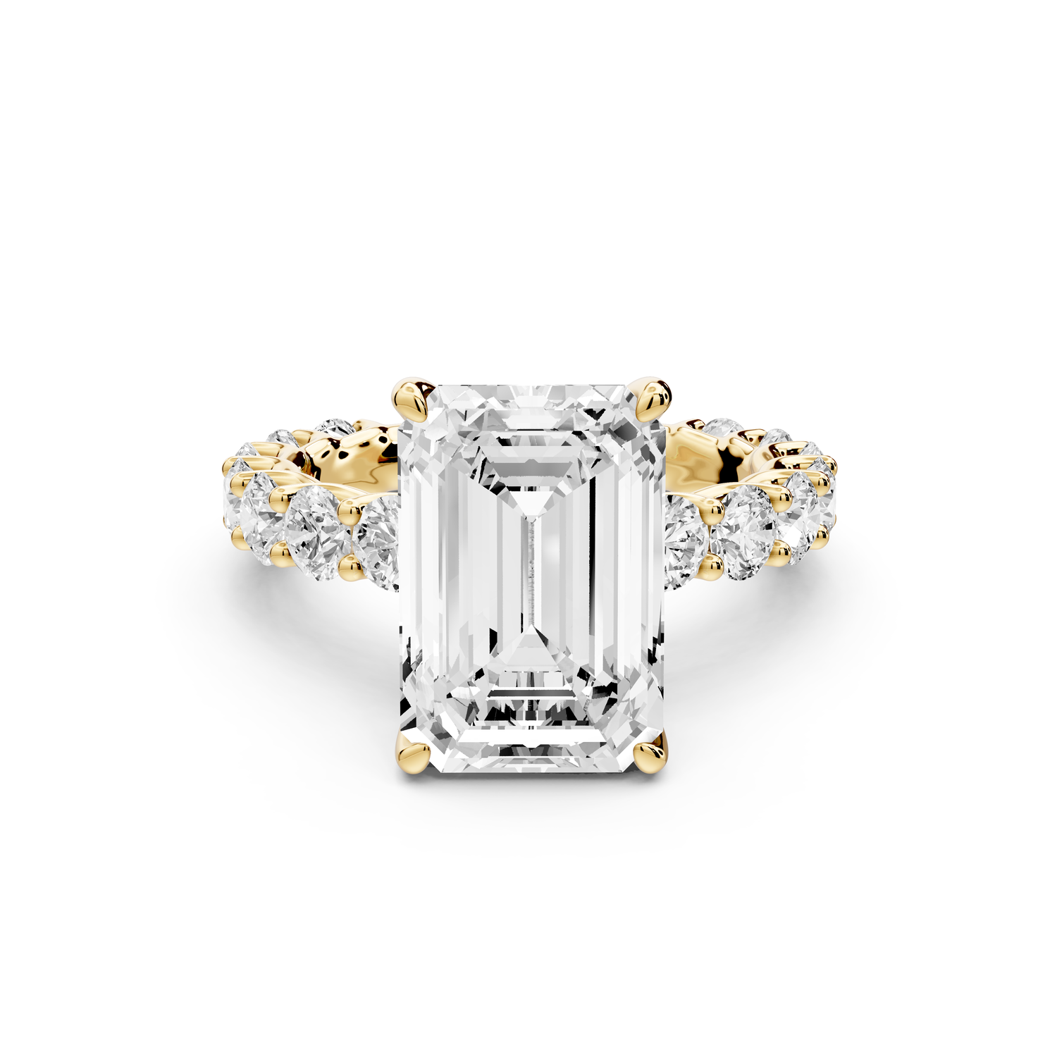 Siena - 5ct 14k yellow gold emerald Hidden Halo with Shared Prong Pavé Engagement Ring