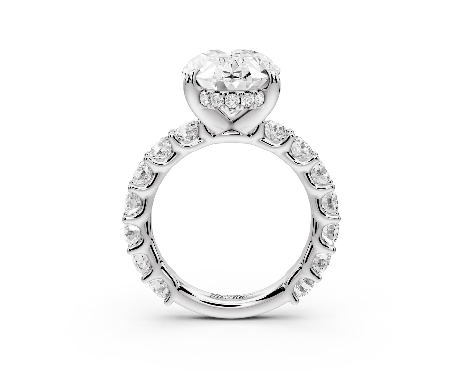 Siena - 5ct 14k white gold oval Hidden Halo with Shared Prong Pavé Engagement Ring