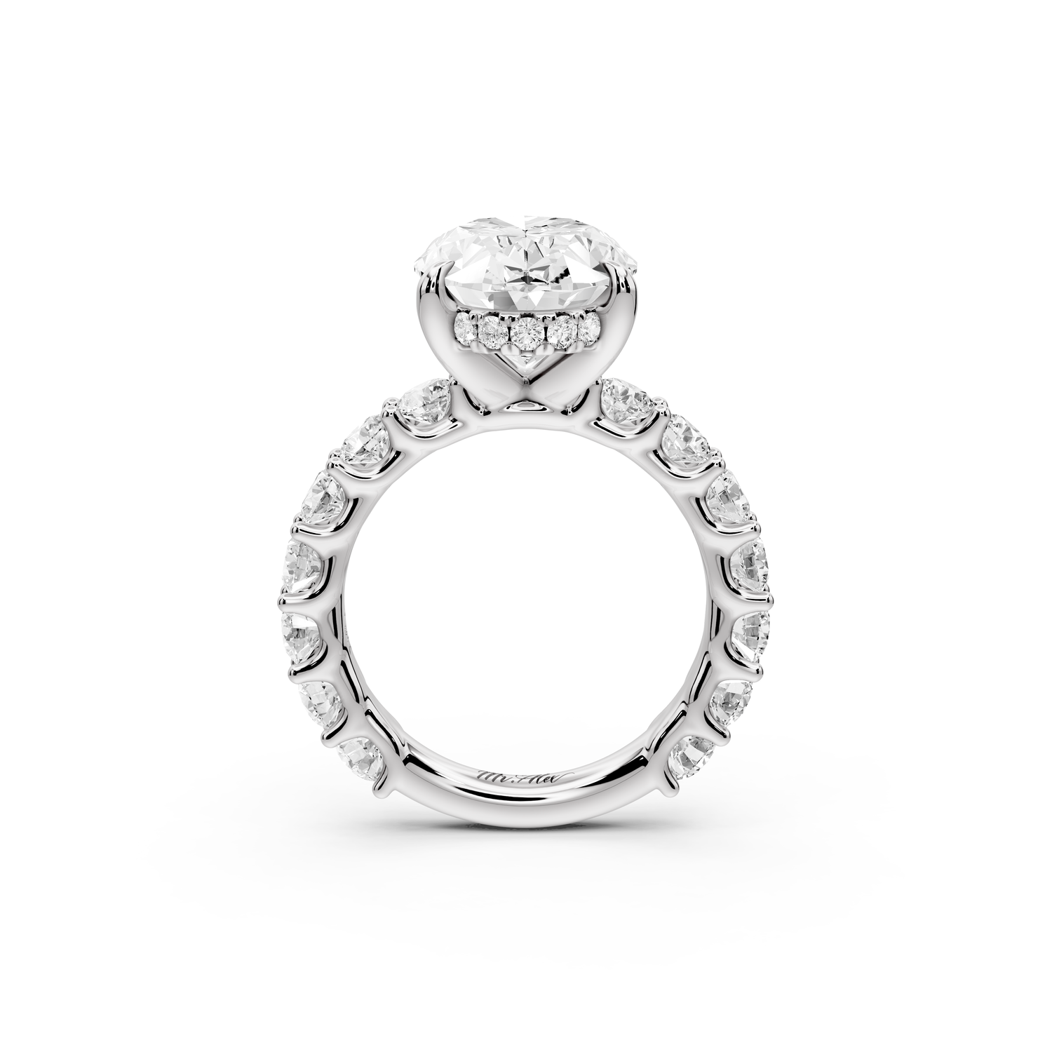 Siena - 5ct 14k white gold oval Hidden Halo with Shared Prong Pavé Engagement Ring