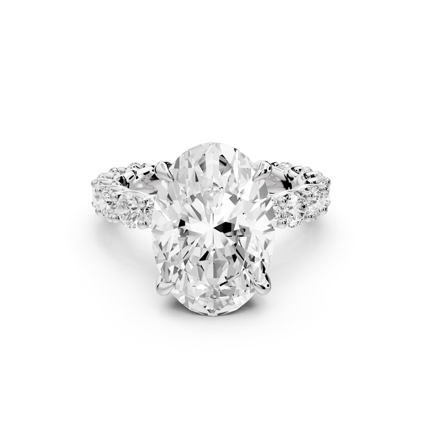 Siena - 5ct 14k white gold oval Hidden Halo with Shared Prong Pavé Engagement Ring