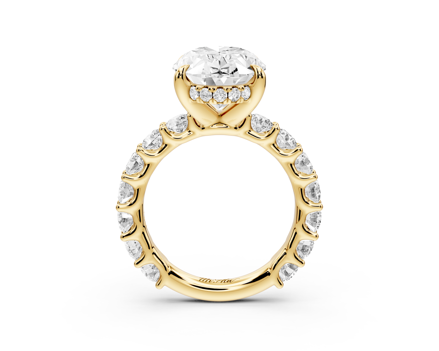 Siena - 5ct 14k yellow gold oval Hidden Halo with Shared Prong Pavé Engagement Ring
