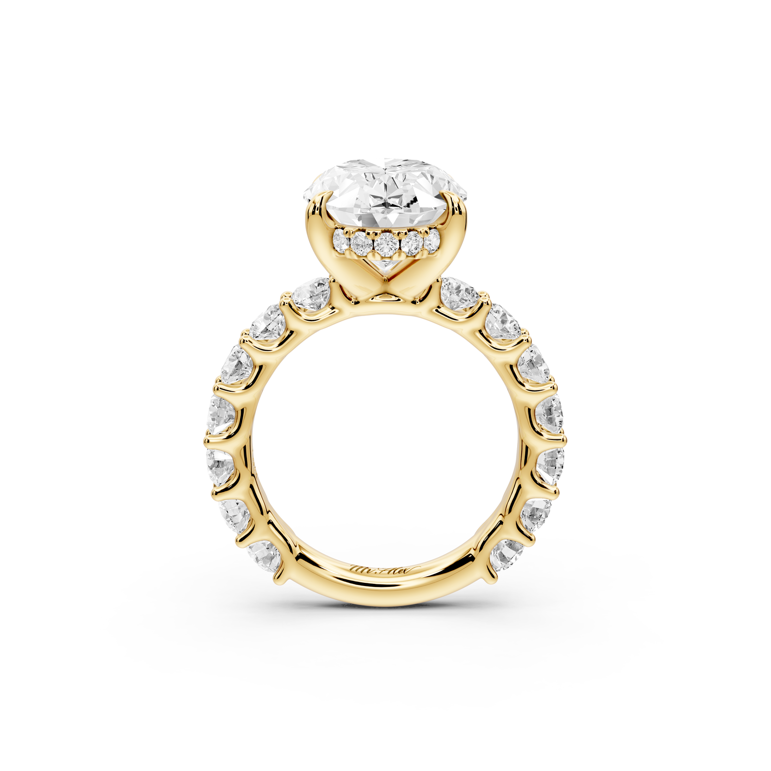 Siena - 5ct 14k yellow gold oval Hidden Halo with Shared Prong Pavé Engagement Ring