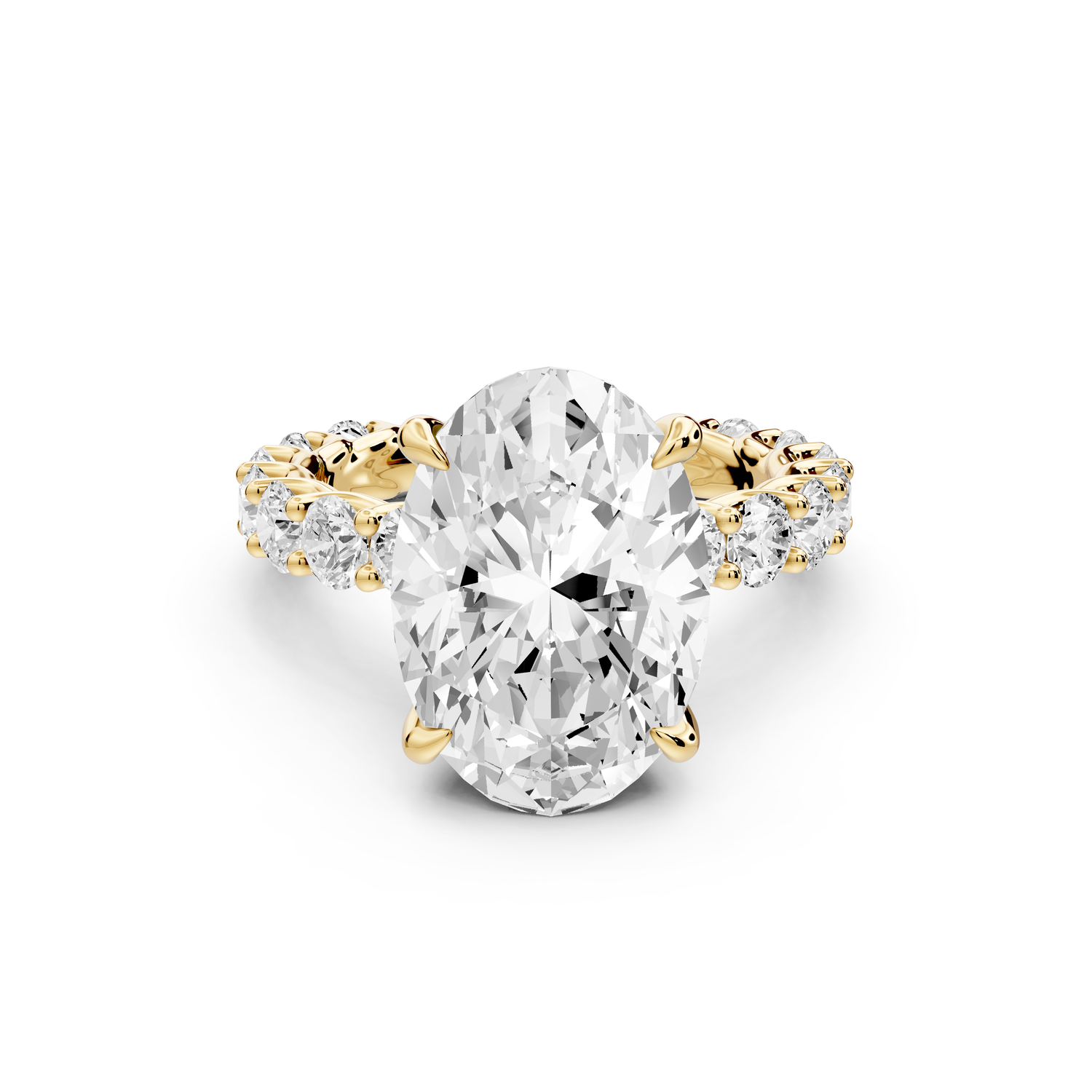 Siena - 5ct 14k yellow gold oval Hidden Halo with Shared Prong Pavé Engagement Ring