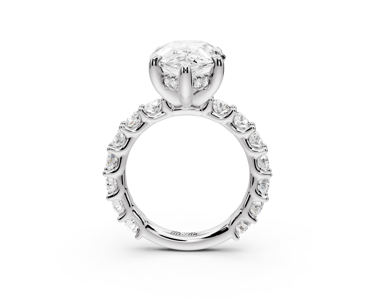 Siena - 5ct 14k white gold pear Hidden Halo with Shared Prong Pavé Engagement Ring