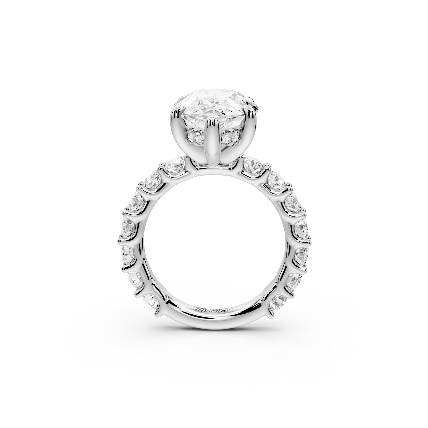 Siena - 5ct 14k white gold pear Hidden Halo with Shared Prong Pavé Engagement Ring