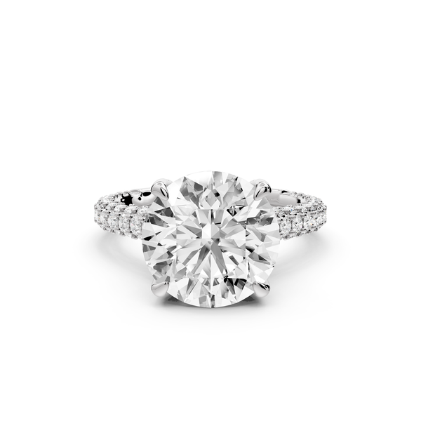 Bianca - 4ct 14k white gold round Diamond hidden halo with a diamond crown and bridge rollover pave cathedral engagment ring