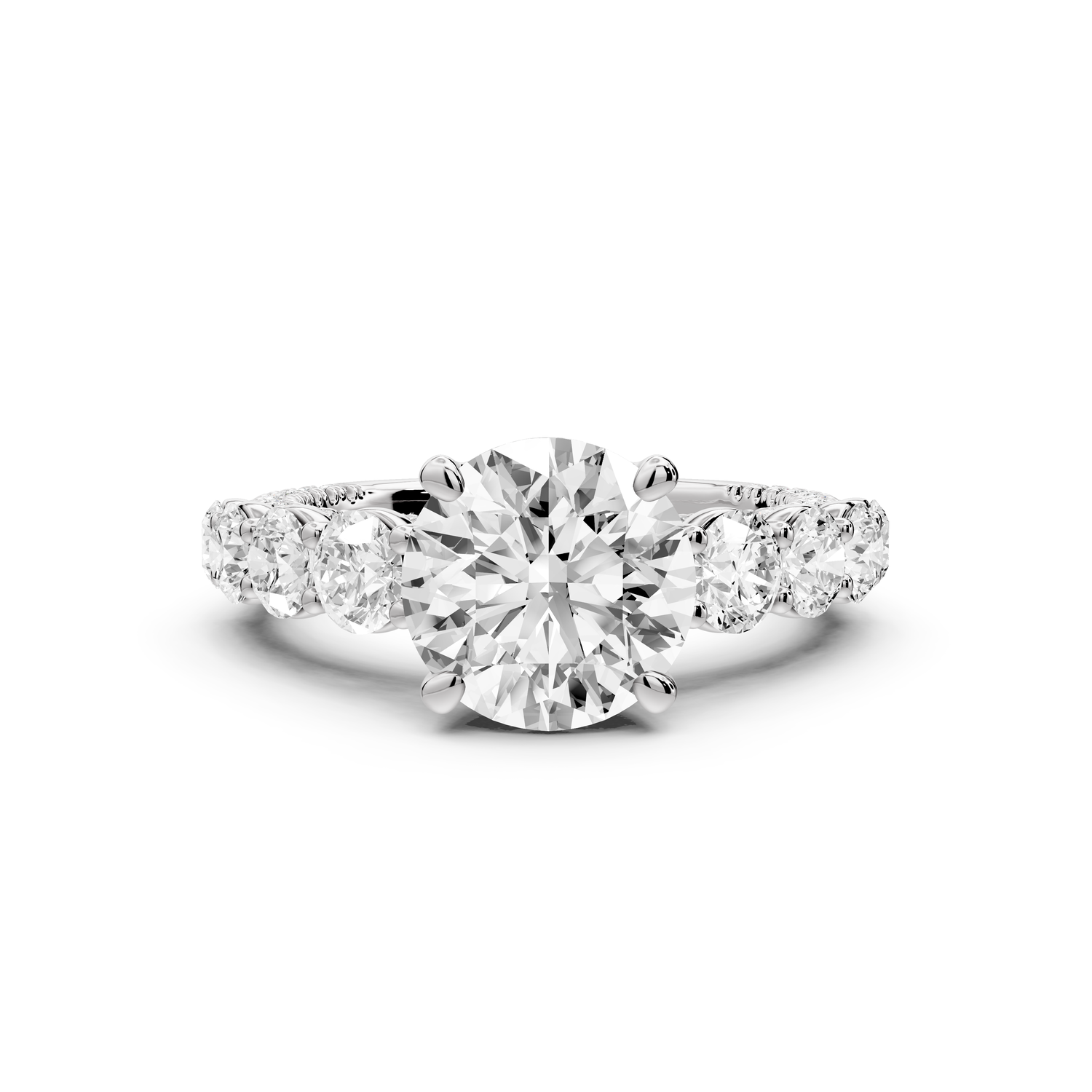 Rocio - 2ct platinum Round Hidden Halo Engagement Ring with Graduated Side Stones and Double Pavé Band