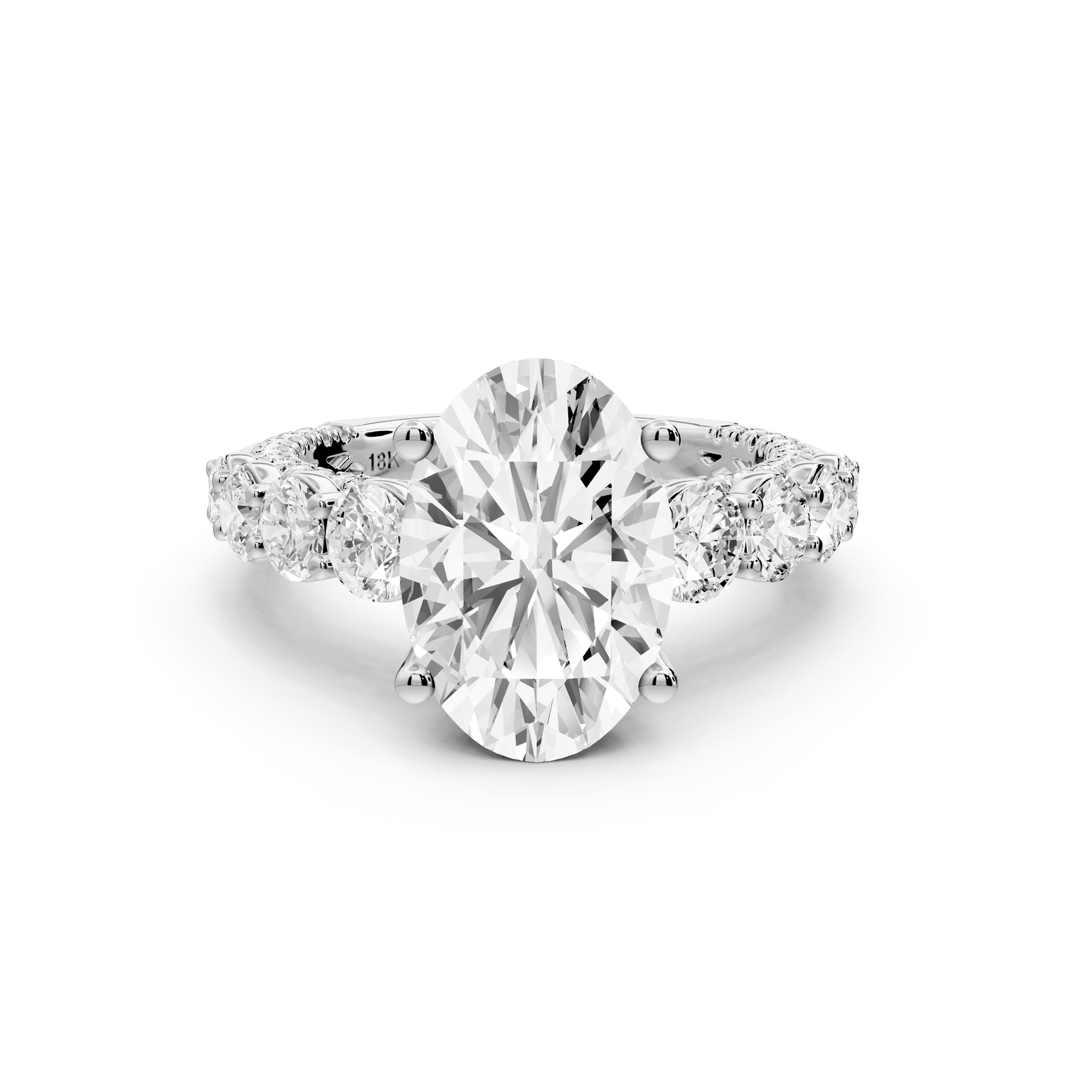 Rocio - 3ct platinum Oval Hidden Halo Engagement Ring with Graduated Side Stones and Double Pavé Band