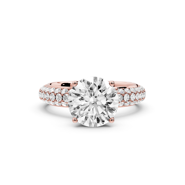 Evelina - 2ct 14k rose gold round wrap around Halo Rollover Pavé Diamond Crown Engagement Ring