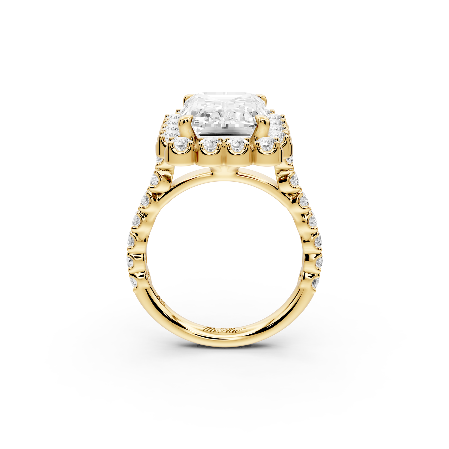 Anastasia - 5ct 14k yellow gold emerald Diamond with Floral Halo and Pavé engagement Ring