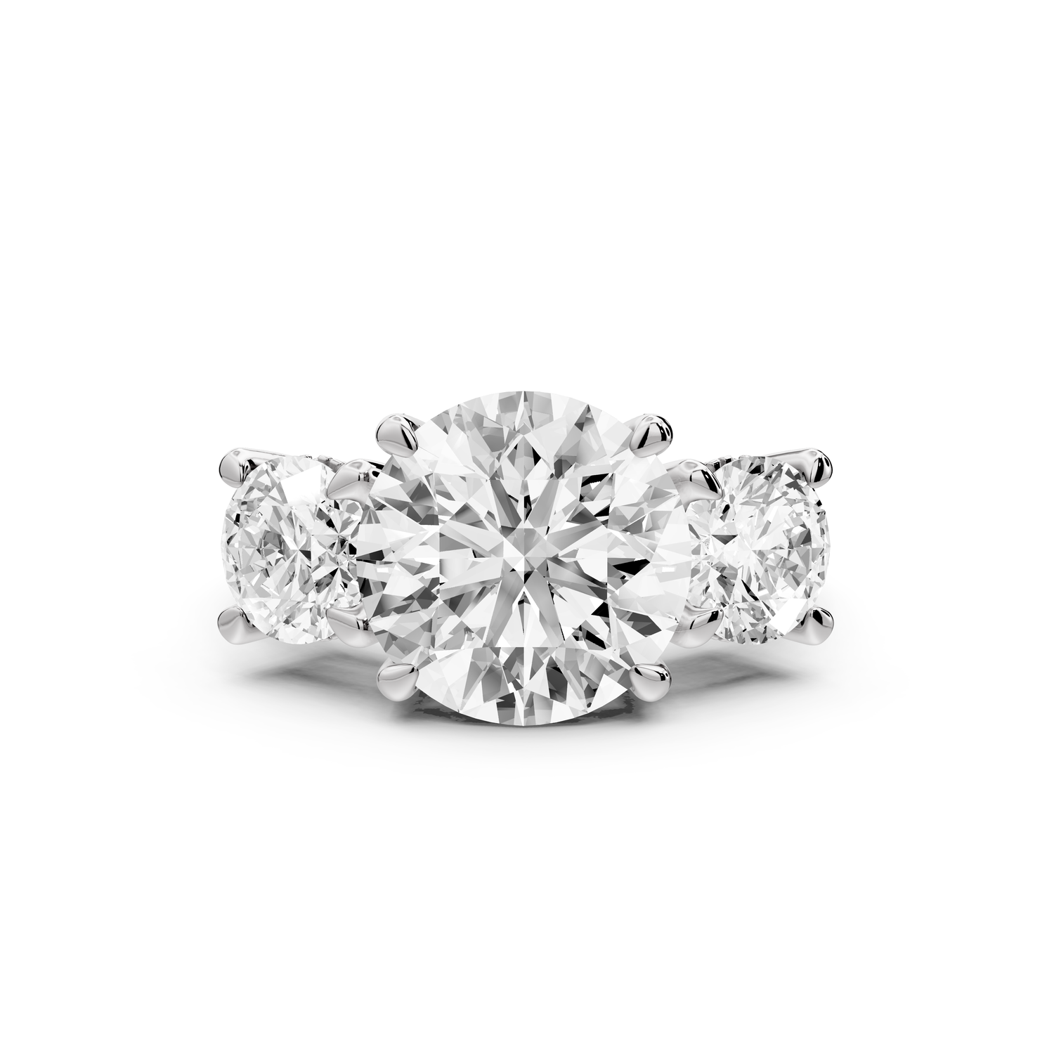 Neta - 4ct platinum Round Hidden Halo Three-Stone Engagement Ring with Pavé Band