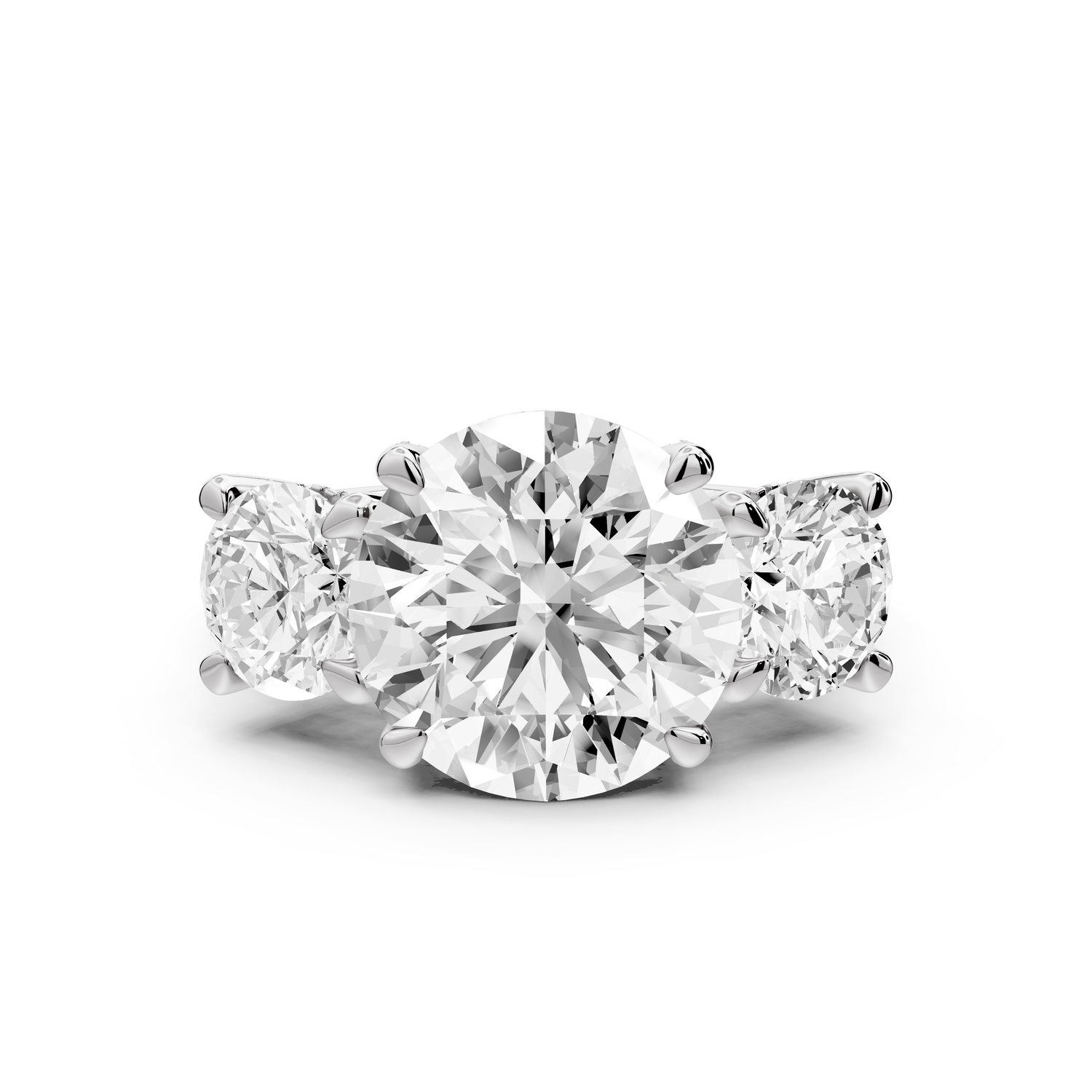 Neta - 5ct platinum Round Hidden Halo Three-Stone Engagement Ring with Pavé Band