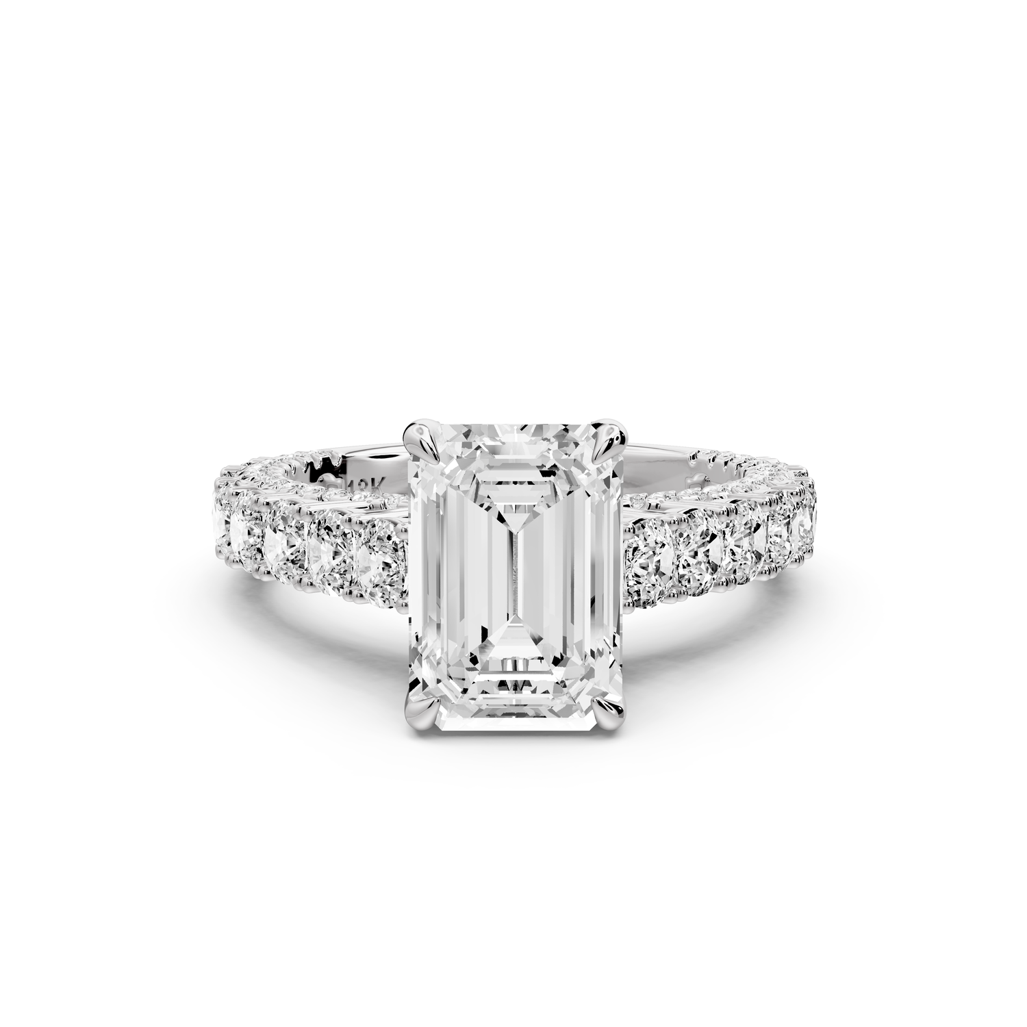 Ivy - 2ct 14k white gold emerald Diamond Crown Cathedral Rollover Pavé Engagement Ring