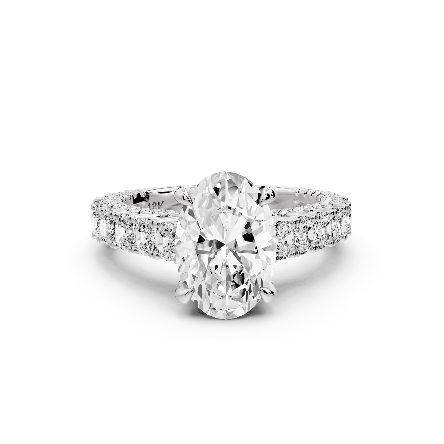 Ivy - 2ct 14k white gold oval Diamond Crown Cathedral Rollover Pavé Engagement Ring