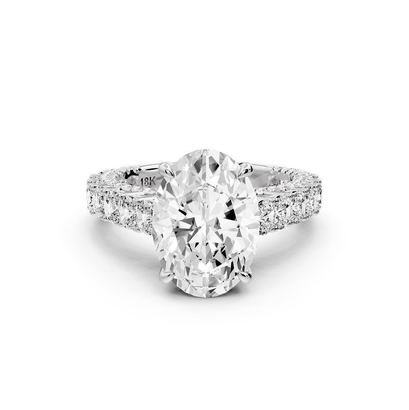 Ivy - 3ct 14k white gold oval Diamond Crown Cathedral Rollover Pavé Engagement Ring
