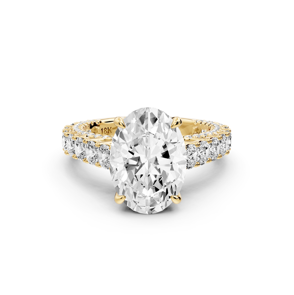 Ivy - 3ct 14k yellow gold oval Diamond Crown Cathedral Rollover Pavé Engagement Ring