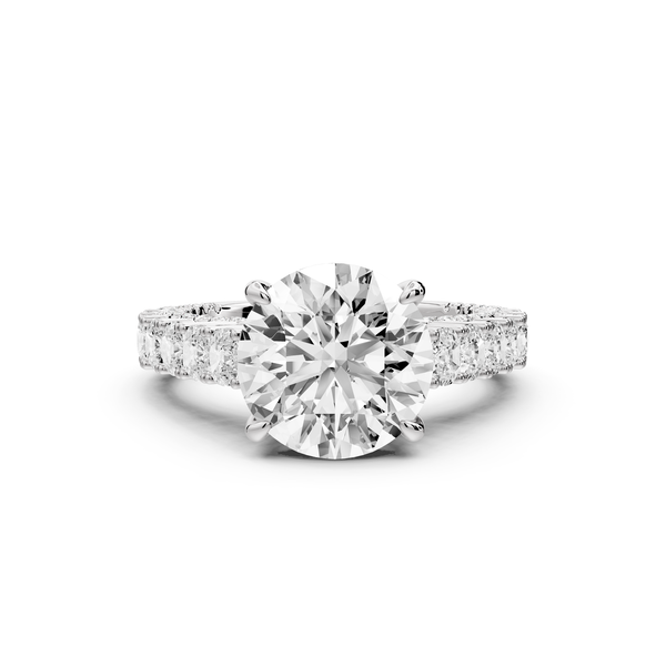 Ivy - 3ct 14k white gold round Diamond Crown Cathedral Rollover Pavé Engagement Ring