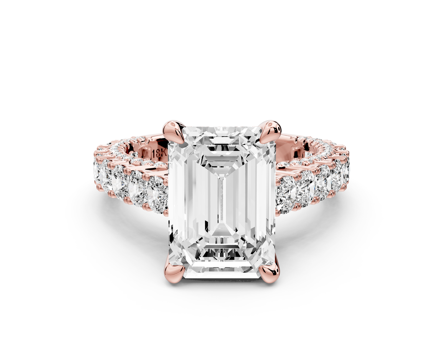 Ivy - 4ct 14k rose gold emerald Diamond Crown Cathedral Rollover Pavé Engagement Ring