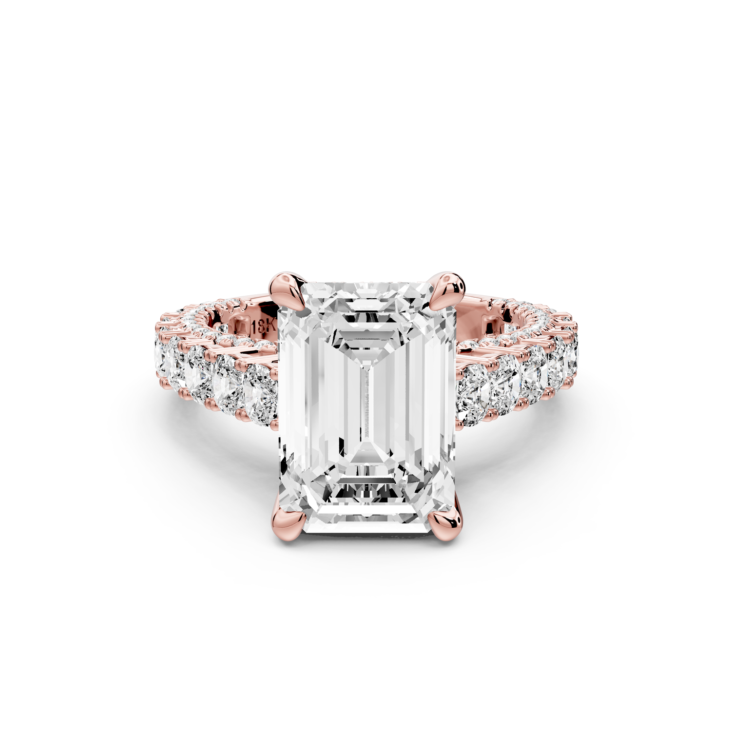 Ivy - 4ct 14k rose gold emerald Diamond Crown Cathedral Rollover Pavé Engagement Ring