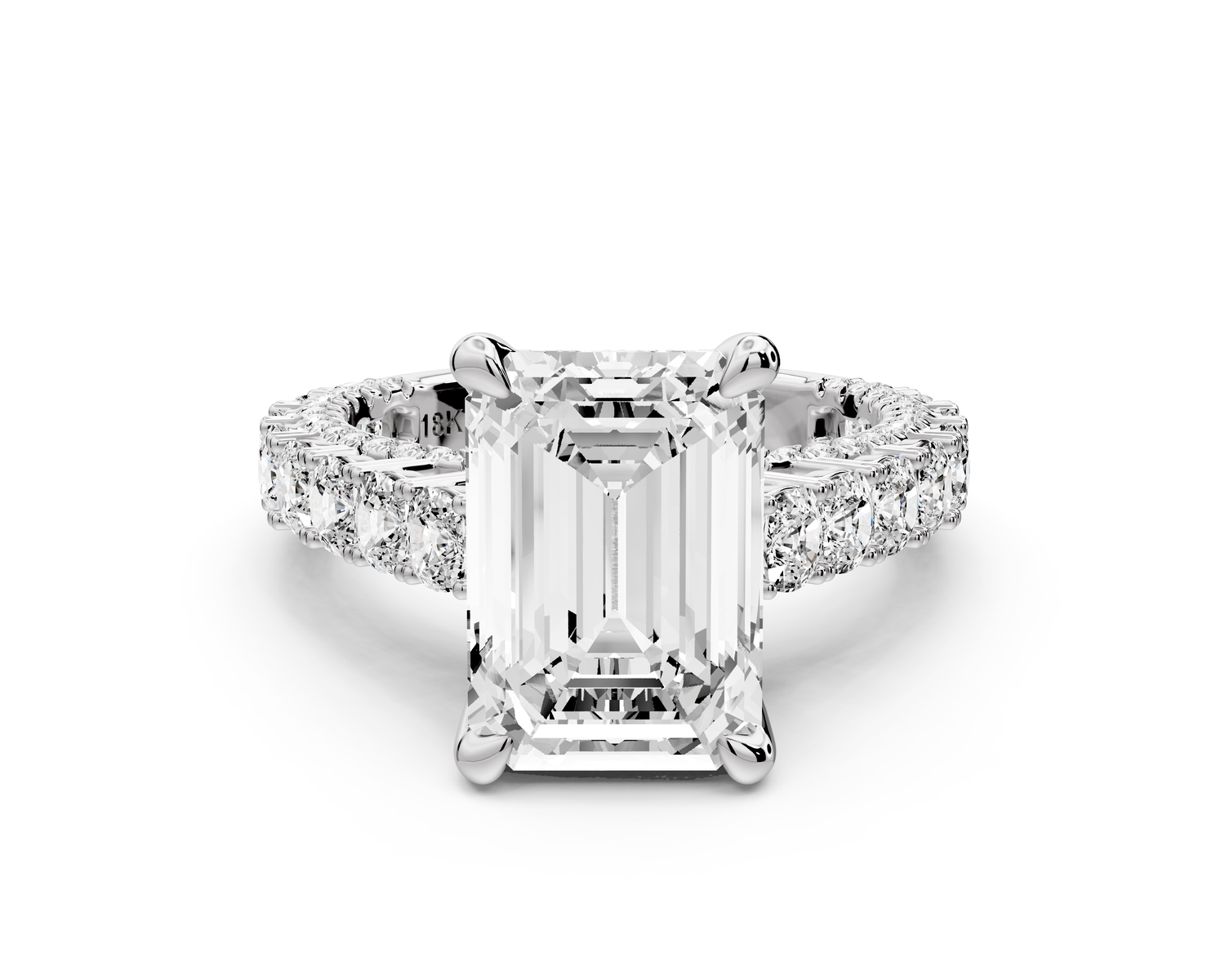 Ivy - 4ct 14k white gold emerald Diamond Crown Cathedral Rollover Pavé Engagement Ring