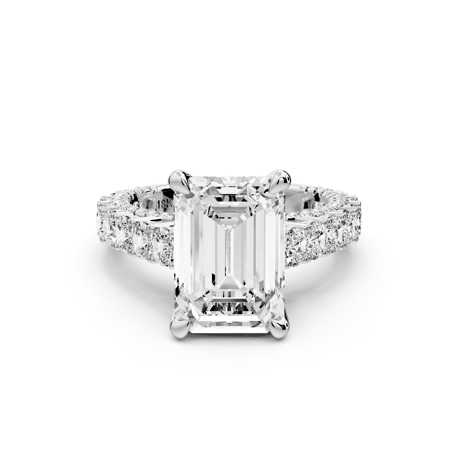 Ivy - 4ct 14k white gold emerald Diamond Crown Cathedral Rollover Pavé Engagement Ring