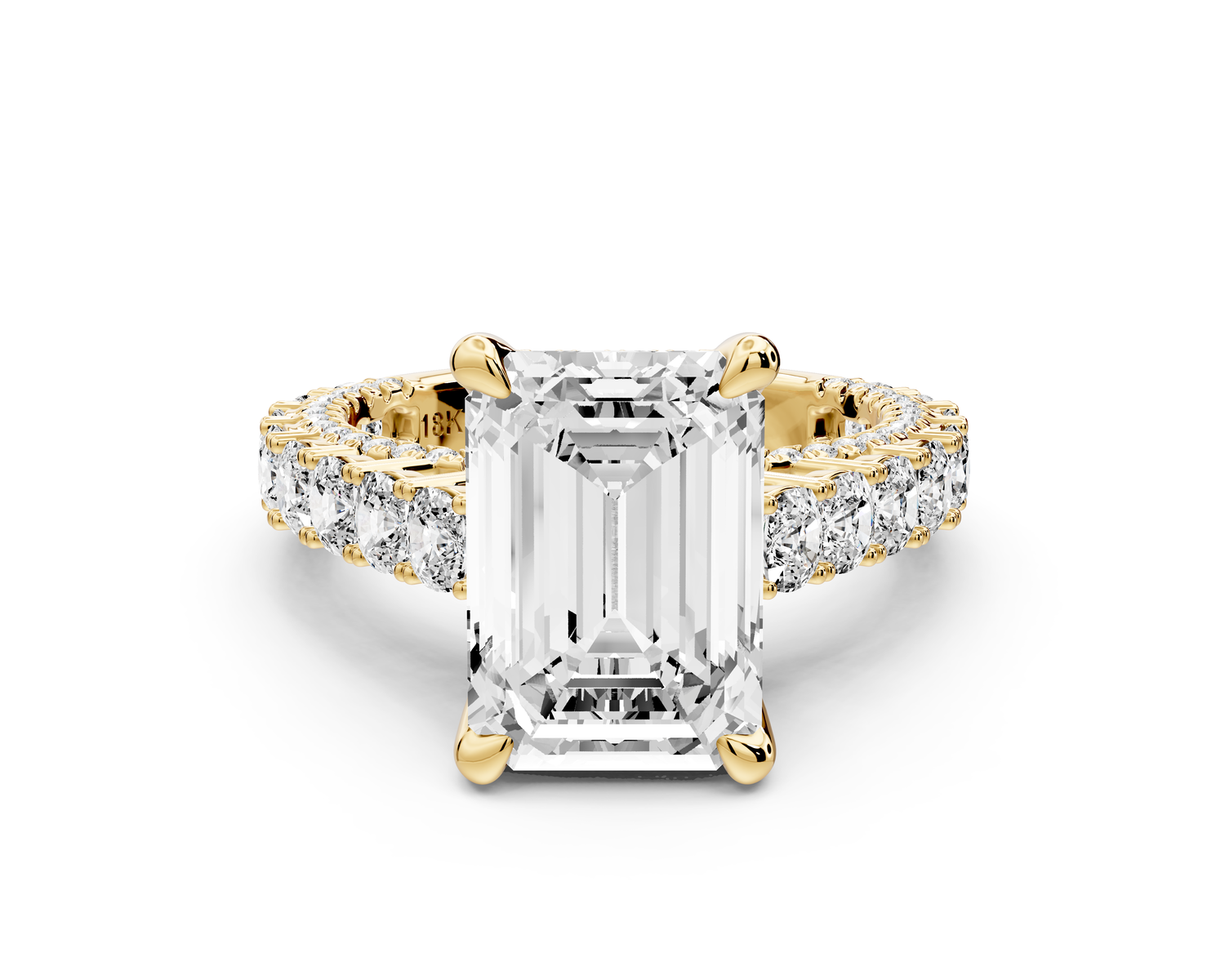 Ivy - 4ct 14k yellow gold emerald Diamond Crown Cathedral Rollover Pavé Engagement Ring