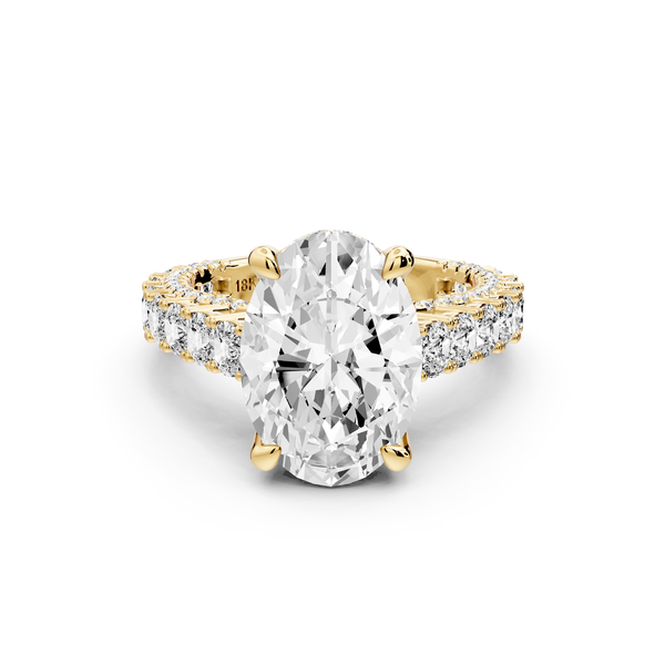 Ivy - 4ct 14k yellow gold oval Diamond Crown Cathedral Rollover Pavé Engagement Ring