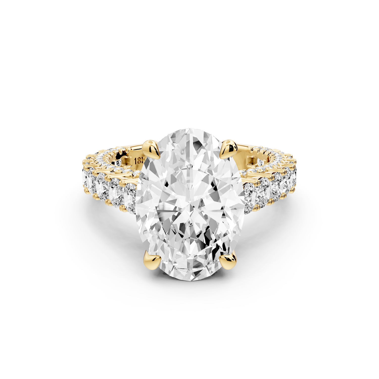 Ivy - 5ct 14k yellow gold oval Diamond Crown Cathedral Rollover Pavé Engagement Ring