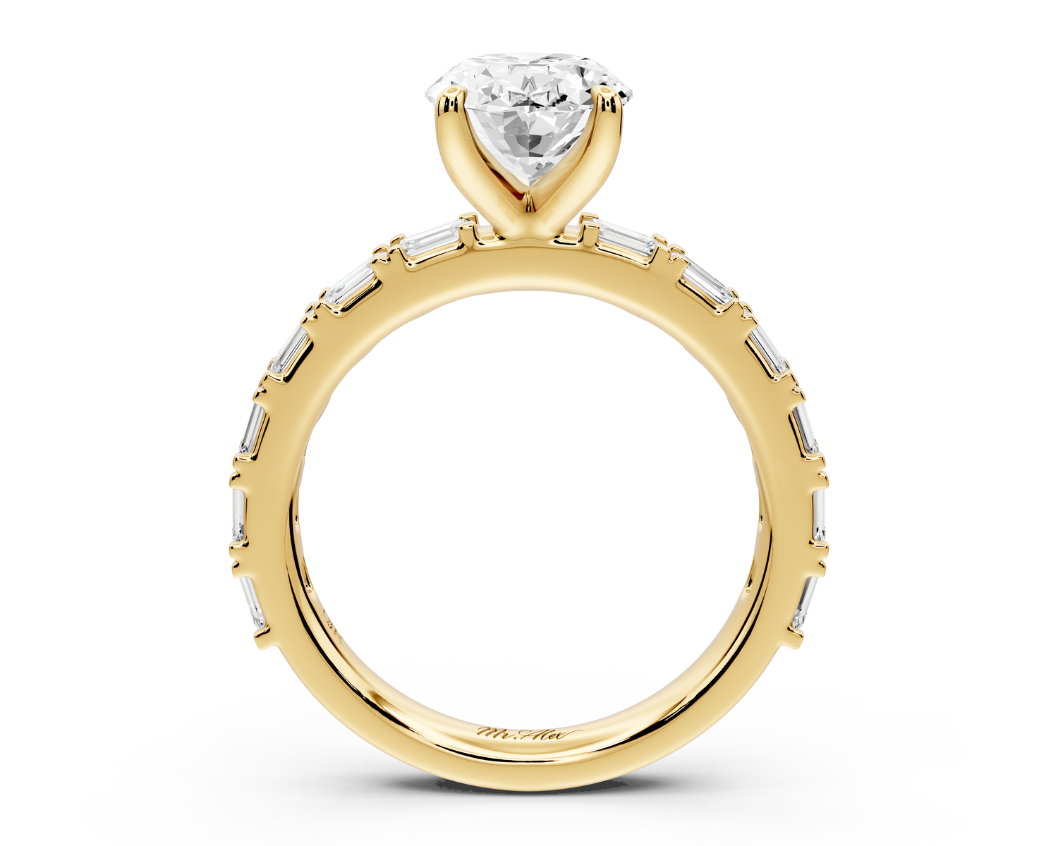 Nadia - 2ct 14k yellow gold oval diamond with east-west emerald cut accent stones engagement ring