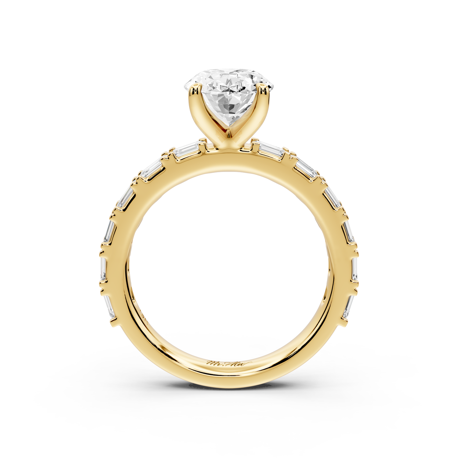 Nadia - 2ct 14k yellow gold oval diamond with east-west emerald cut accent stones engagement ring