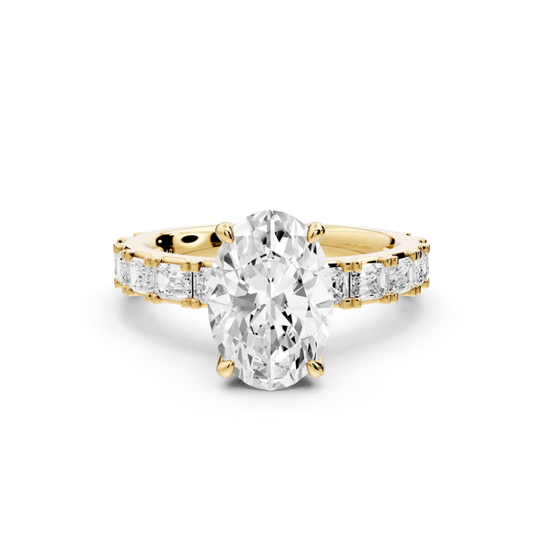 Nadia - 2ct 14k yellow gold oval diamond with east-west emerald cut accent stones engagement ring