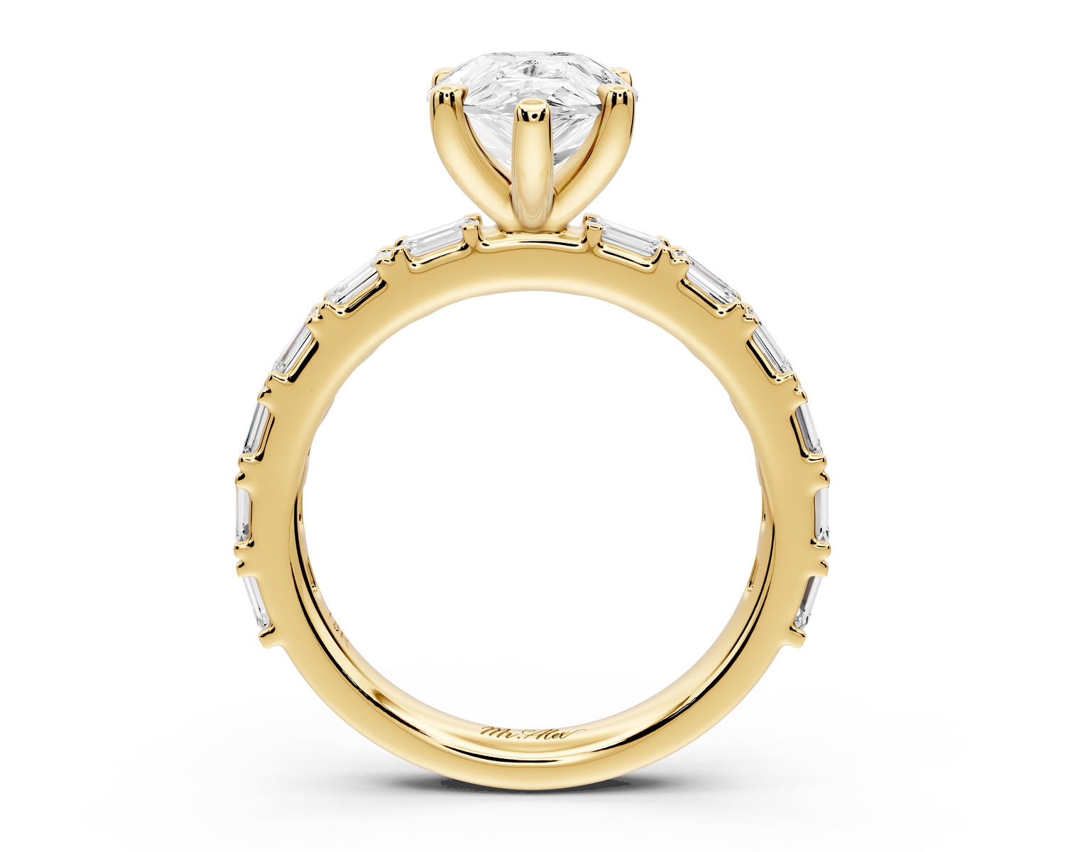 Nadia - 2ct 14k yellow gold pear diamond with east-west emerald cut accent stones engagement ring
