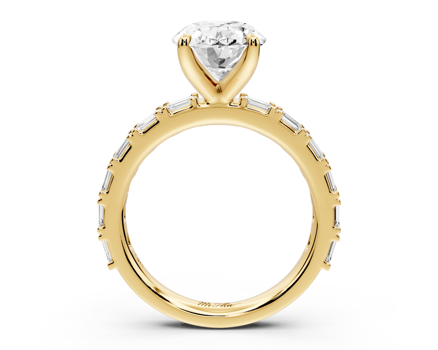 Nadia - 3ct 14k yellow gold oval diamond with east-west emerald cut accent stones engagement ring