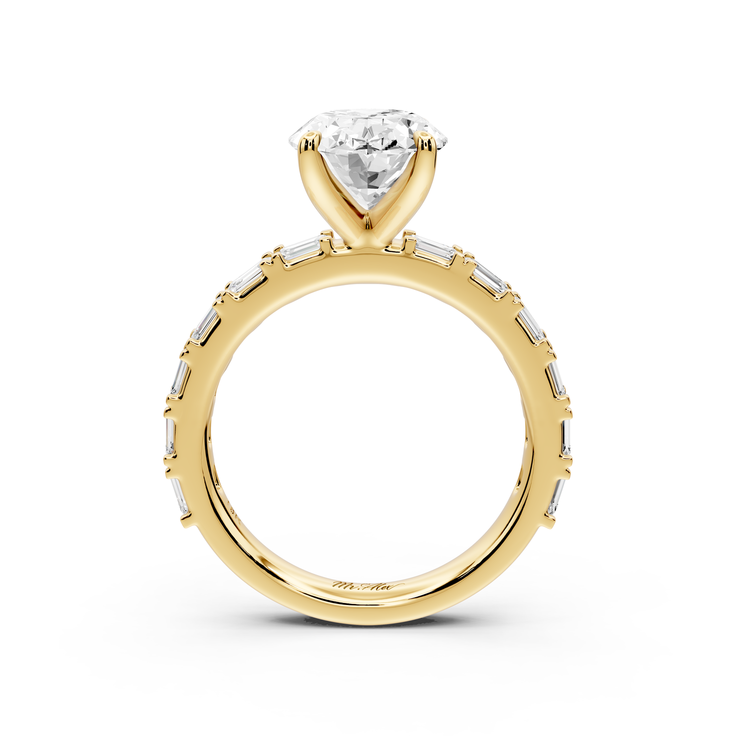 Nadia - 3ct 14k yellow gold oval diamond with east-west emerald cut accent stones engagement ring