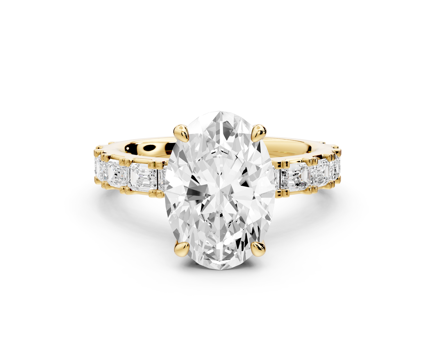 Nadia - 3ct 14k yellow gold oval diamond with east-west emerald cut accent stones engagement ring